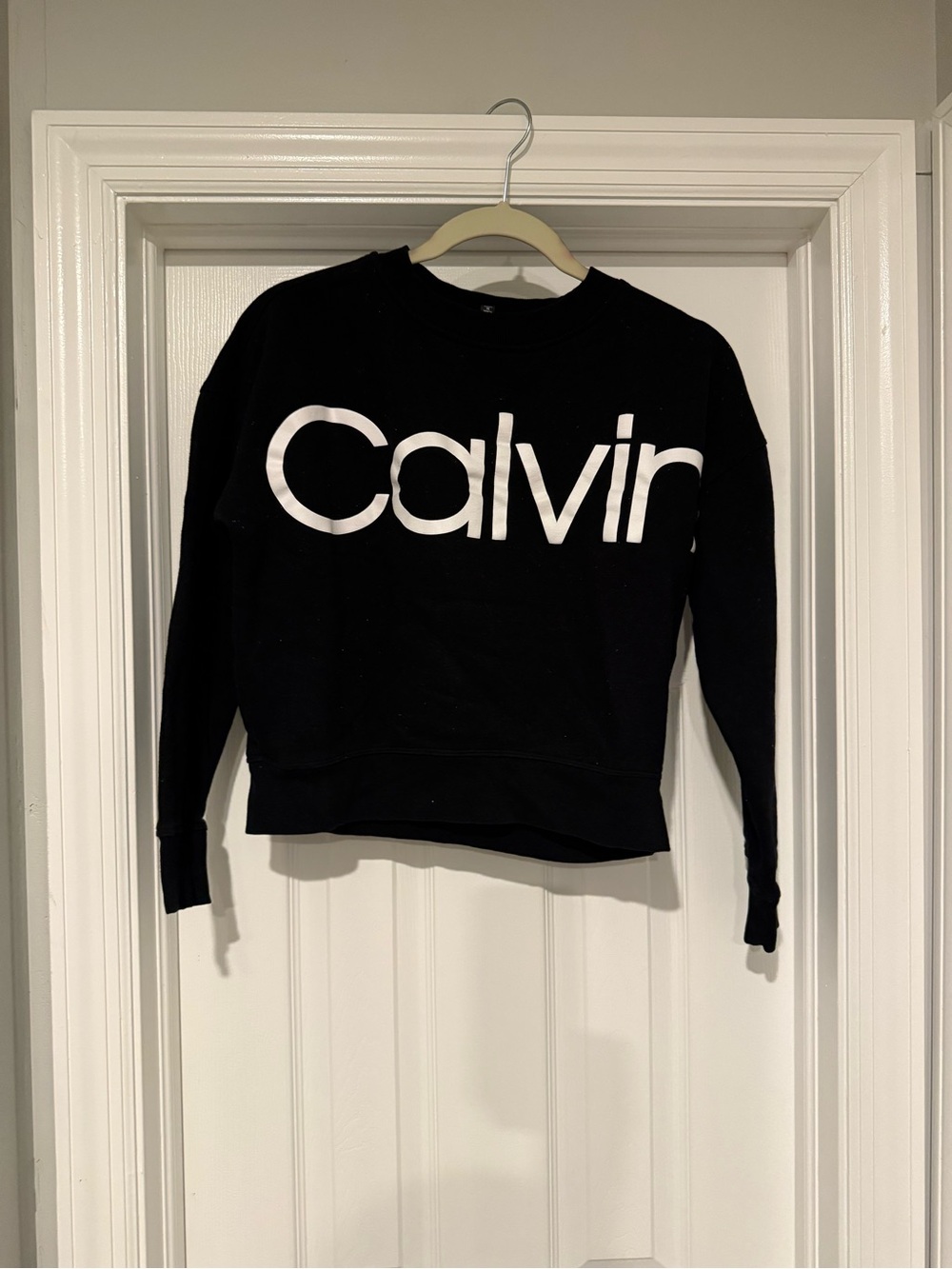 Calvin Klein performance Black Logo Crewneck cropped Sweatshirt size XS‎